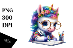 Baby Unicorn with Writer&#039;s es, Transparent PNG Product Image 1