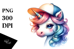 Baby Unicorn with Baseball Cap, Transparent PNG Product Image 1