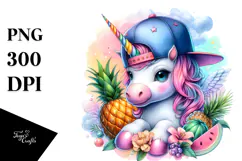Baby Unicorn with Baseball Cap, Transparent PNG Product Image 1