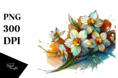 Abstract Pastel Wooden Stained Narcissus PNG Product Image 1