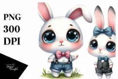 Watercolor Cute Bunny with Big Eyes Expressive and Funny | Product Image 3