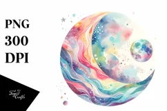 Colorful Pastel Moon Watercolor Whimsical | Clipart Product Image 3