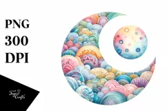 Colorful Moon Pastel Watercolor | Clipart Product Image 1
