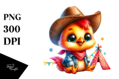 Goofy Vibrant Watercolor Baby Rooster PNG Product Image 1