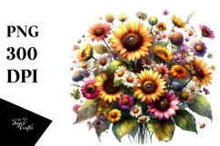 Colorful Sunflower Frame PNG Product Image 1