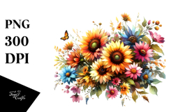 Colorful Sunflower Frame PNG Product Image 1
