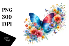 Colorful Butterfly Painting PNG Product Image 1