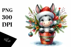 colorful Donkey with Santa Hat PNG Product Image 1