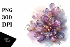 Abstract Shiny Lilac Made of with Golden Insertions | Product Image 1
