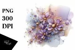 Abstract Shiny Lilac Made of with Golden Insertions | Product Image 3