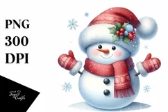 Snowman with Gloves and Santa Hat PNG Product Image 3