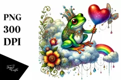 Adorned Frog Holding Heart PNG Product Image 1