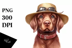 Chesapeake Bay Retriever Sun Hat Watercolor Clipart Product Image 1