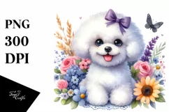 Funny Bichon Frise Watercolor Clipart Product Image 1