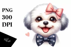 Funny Bichon Frise Watercolor Clipart Product Image 3
