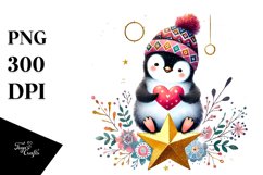Adorned Penguin Holding Heart PNG Product Image 1