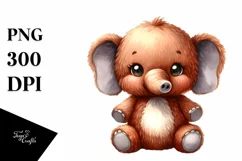 Colorful Brownish Elephant Plush Watercolor | Clipart Product Image 1