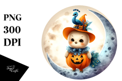 Cute Peacock Standing on Moon PNG Product Image 1