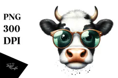 Funny Cow with Sunglasses PNG Product Image 1