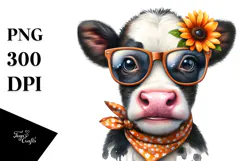 Wacky Cow with Funny Sunglasses PNG Product Image 1