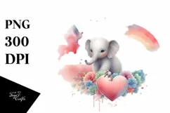 Baby Elephant with Heart PNG Product Image 1