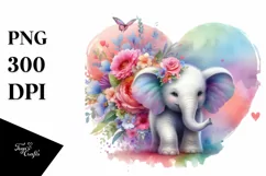Baby Elephant with Heart PNG Product Image 1