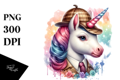 Colorful Baby Unicorn in Detective Hat Product Image 1