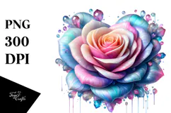 Detailed Rose, Watercolor Splash PNG Product Image 1