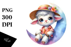 Colorful Goofy Cute Baby Lamb PNG Product Image 1