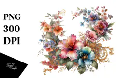 Colorful Hawaiian Flowers PNG Product Image 1