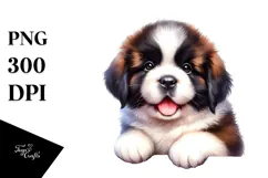 Baby Saint Bernard Watercolor PNG Product Image 1