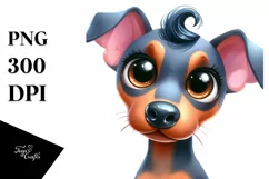 Cute Doberman Pinscher Watercolor Clipart Product Image 3
