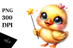 Big Eyes Baby Duck with Magic Wand Vibrant PNG Product Image 1