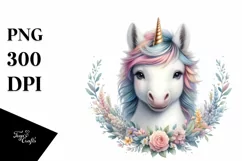 Baby Unicorn Watercolor PNG Product Image 1