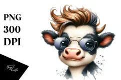 Funny Cow with Cool Hair PNG Product Image 1