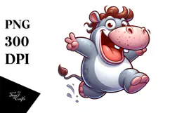 Goofy Hippo Jumping Mid-Air PNG Product Image 1
