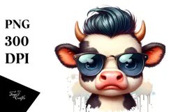 Funny Baby Cow with Crazy Face PNG Product Image 1