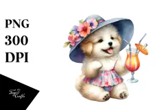Happy Puppy in Beachwear PNG Product Image 1