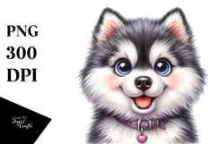 Cute Siberian Husky with Big Eyes PNG Product Image 1