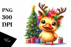 Expressive Baby Duck with Crazy Haircut, PNG Product Image 3