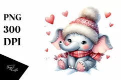 Cute Baby Elephant Sleigh PNG Product Image 1
