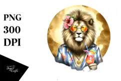 Lion Drinking Cocktail PNG Product Image 1