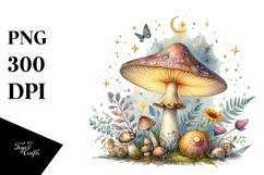 Detailed Mystical Celestial Mushroom PNG Product Image 1