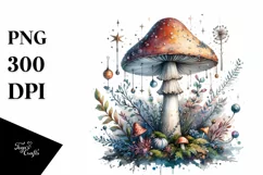 Detailed Mystical Celestial Mushroom PNG Product Image 3
