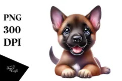 Baby Malinois Watercolor PNG Product Image 1