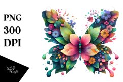 Butterfly with Flowers, PNG Product Image 1