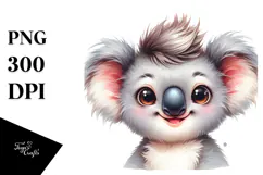Energetic Cute Koala Watercolor PNG Product Image 1