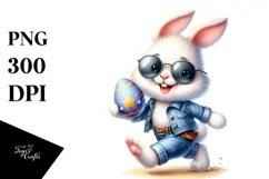 Goofy Bunny with Sunglasses and Big Egg PNG Product Image 1