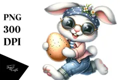 Goofy Bunny with Sunglasses and Big Egg PNG Product Image 1