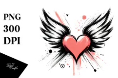 Heart with Wings Paintbrush Style PNG Product Image 1